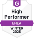 High Performer dans la région EMEA, automne 2024 sur G2 Prix High Performer pour le suivi du temps dans la région EMEA sur G2, automne 2024