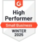 G2 High Performer Small Business Time Tracker Winter 2025 badge awarded to WebWork Time Tracker 