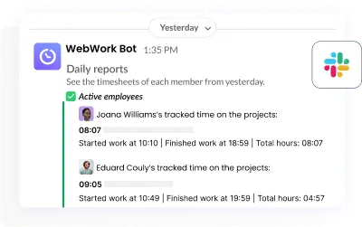 Automated reports in Slack for tracking staff performance and progress